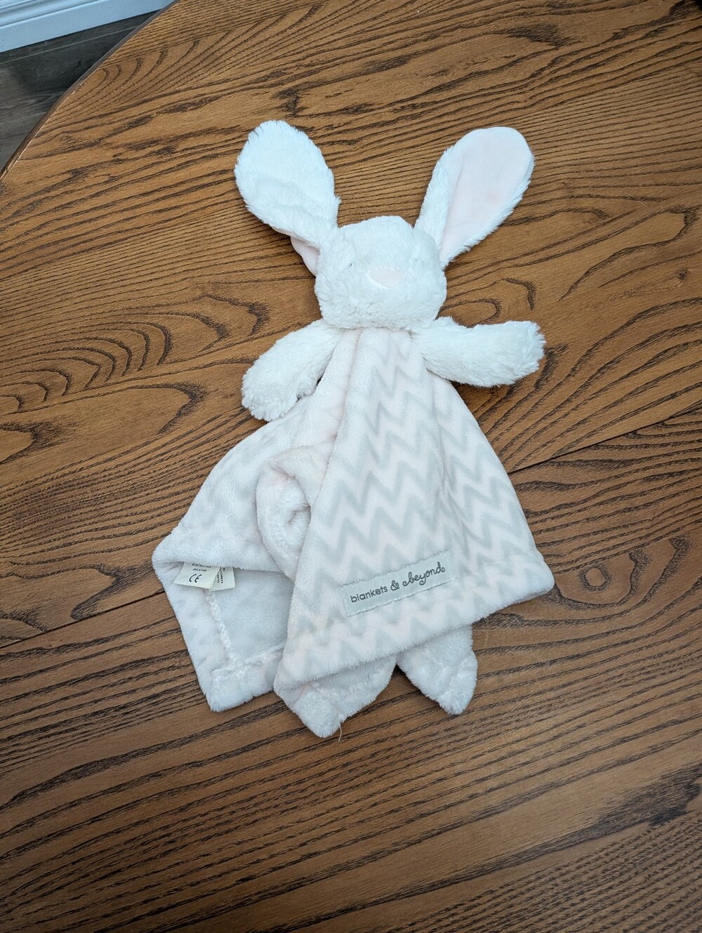 Blankets & Beyond Pink & White Bunny Rabbit Plush Security Blanket Lovey.